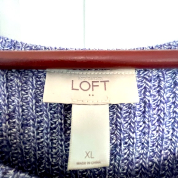 Ann Taylor LOFT lavender knit sweater with lace - Picture 4 of 5